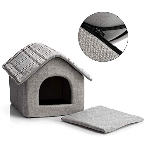 Hollypet Cozy Pet Bed House Warm Cave Sleeping Bed Puppy Nest for Cats and Small Dogs, Light Gray