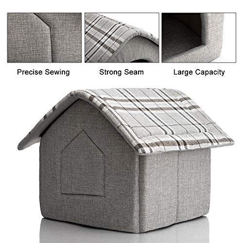 Hollypet Cozy Pet Bed House Warm Cave Sleeping Bed Puppy Nest for Cats and Small Dogs, Light Gray