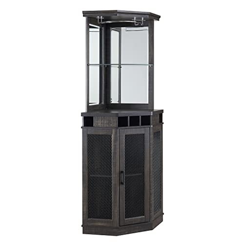 Home Source Grey Corner Bar Unit