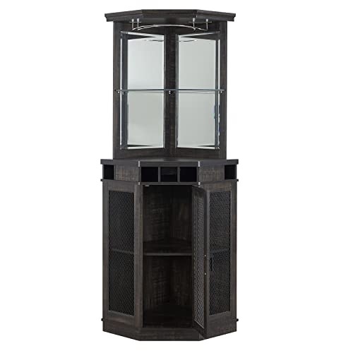 Home Source Grey Corner Bar Unit
