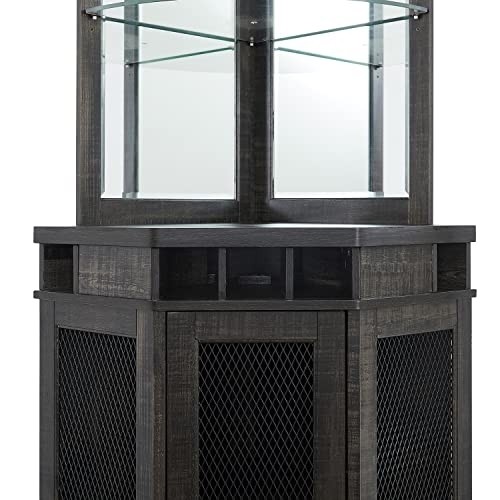 Home Source Grey Corner Bar Unit