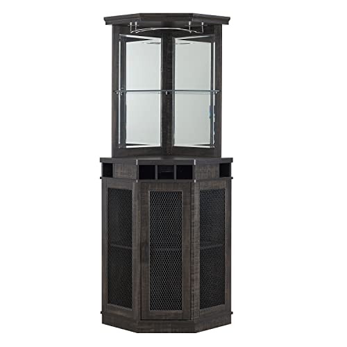 Home Source Grey Corner Bar Unit