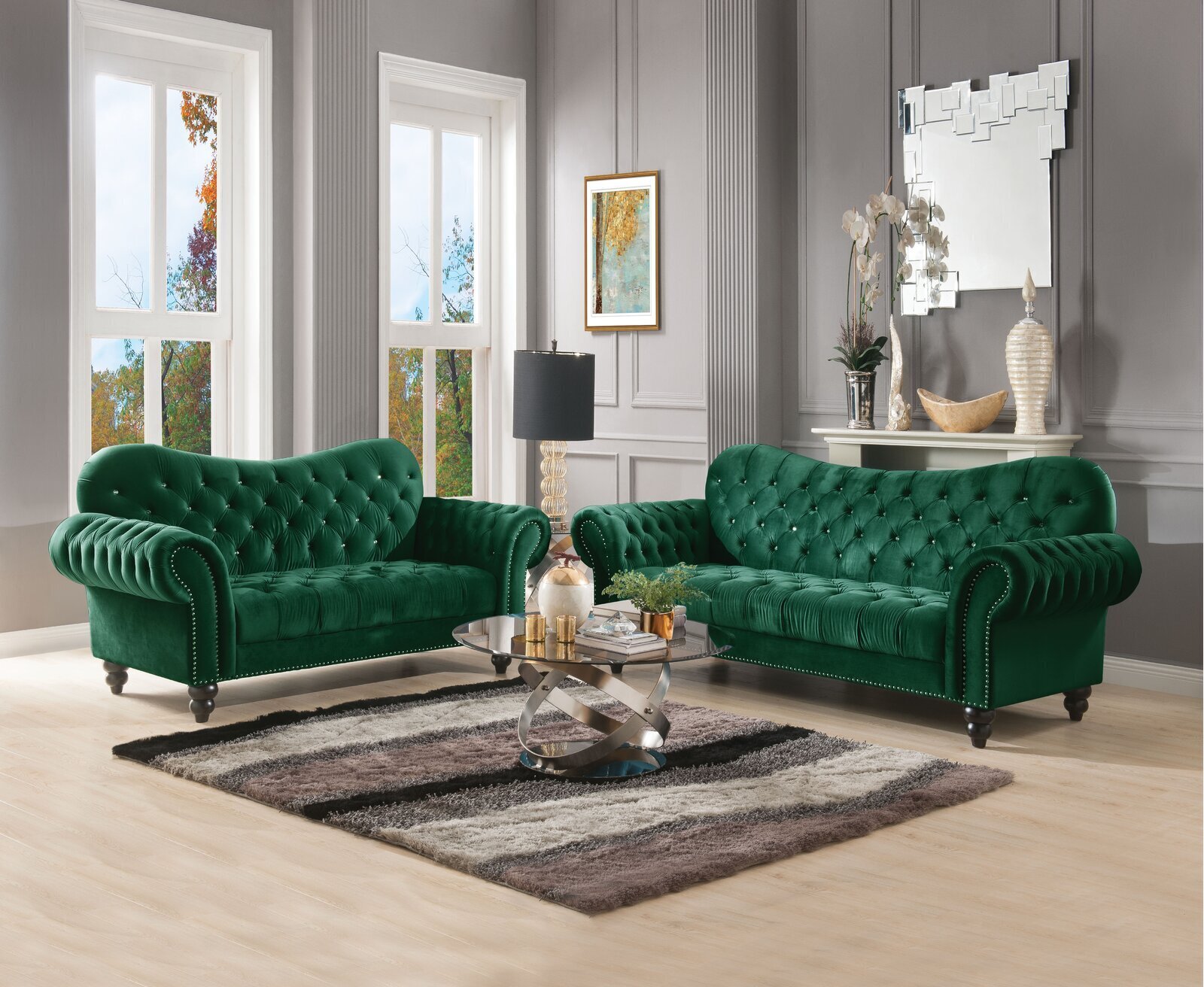 Hunter Green Living Room Set