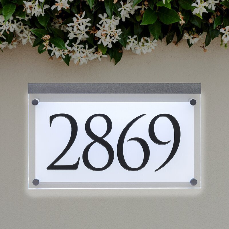Illuminated crystal house number plaque