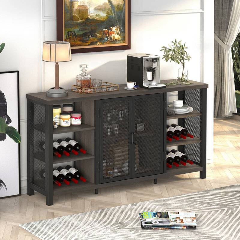 Industrial style bar cabinet