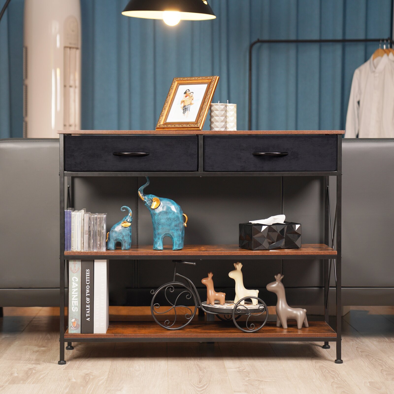 Industrial Style Console Table With Drawers  
