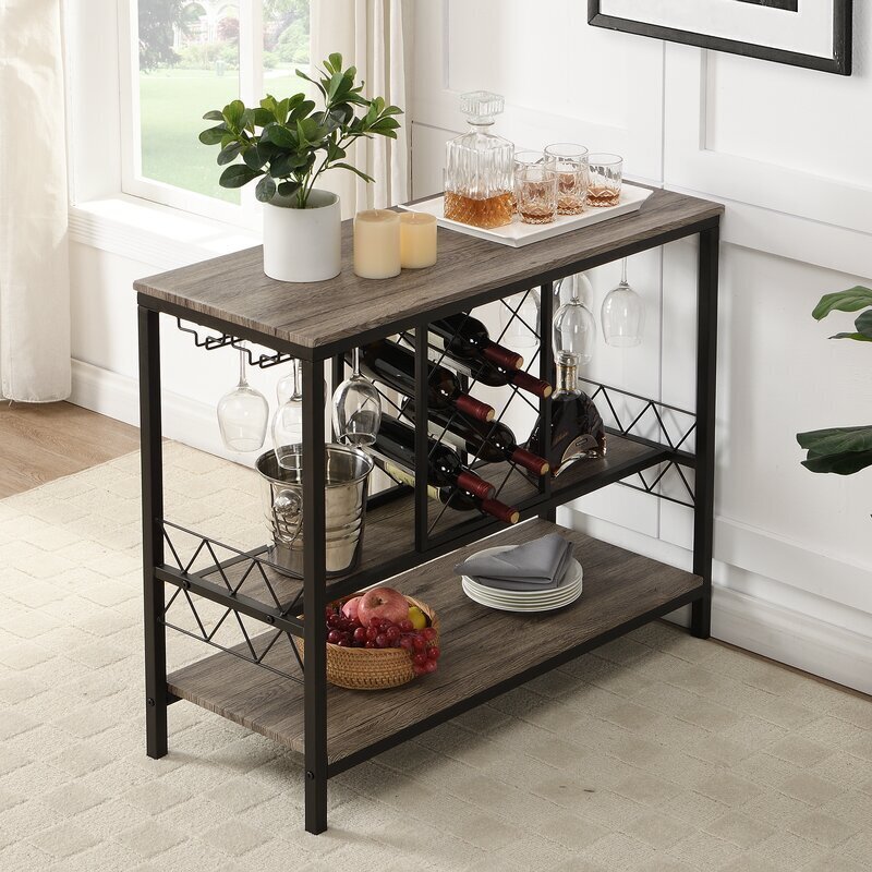 Industrial Wine Rack Console Table