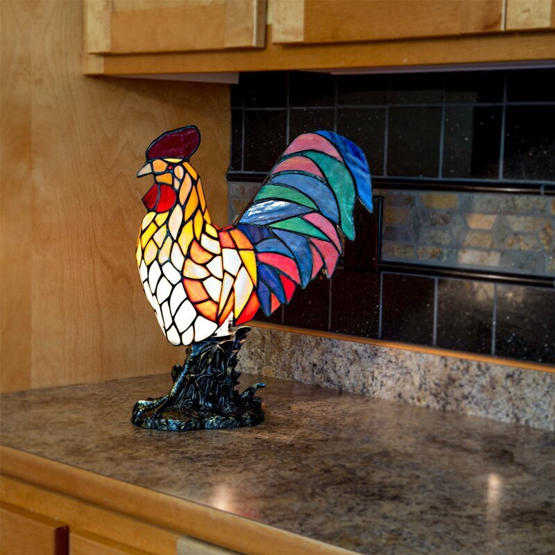 Intricate tiffany style rooster lamp