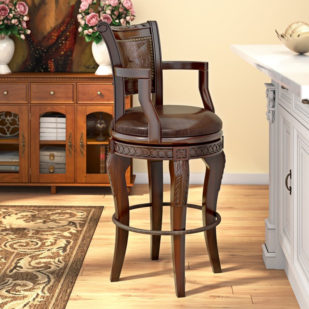 Intricately detailed Tuscan style bar stools