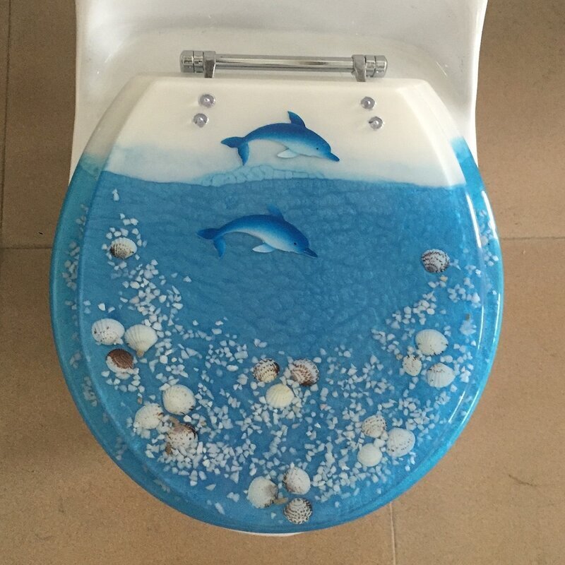 Island of Dolphin Decorative Fish Toilet Seat