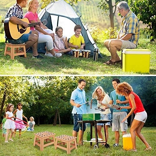 Jiodux Folding Wood Step Stool Safer, Stronger, Greener for Adults or Kids,Holds up to 300Lbs - 8.8 inch Footstool for Classroom Study Room and Office-Patented Product