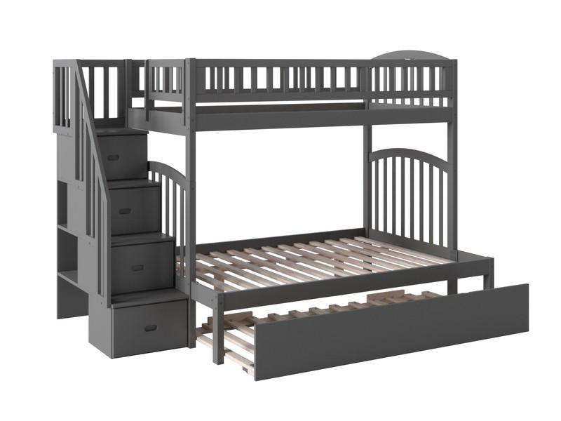 Jones Twin Over Full Solid Wood Standard Bunk Bed with Trundle by Greyleigh™ Baby & Kids