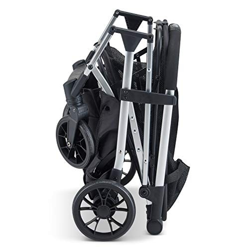 Joovy Boot Lightweight Shopping Cart, Holds 70 lbs, with Swivel Wheels, Reusable Shopping Bag, Compact Standing Fold, Silver Frame