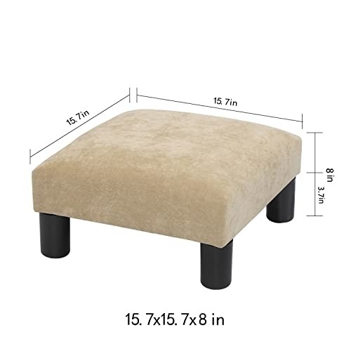 Joveco Ottoman Footrest Stool Small Fabric Square Footstool (Wheat)