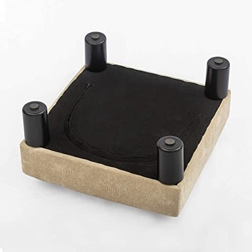 Joveco Ottoman Footrest Stool Small Fabric Square Footstool (Wheat)