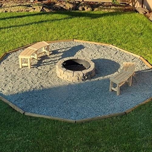 kdgarden Outdoor Wooden Curved Backless Porch Bench Rustic Style Cedar/Fir Wood Log Fire Pit Bench for Patio Garden Deck and Backyard, 40"-55" W×14" D×16.5" H, Natural Finish