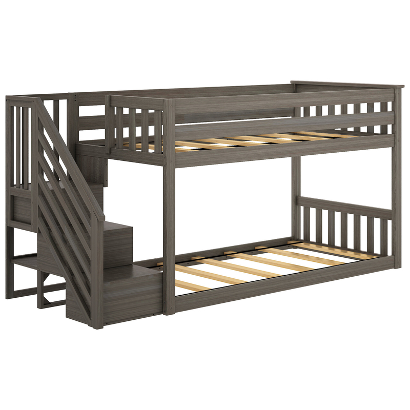 Kean Twin Over Twin Solid Wood Standard Bunk Bed with Shelves by Harriet Bee