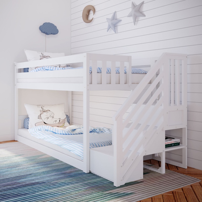 Kean Twin Over Twin Solid Wood Standard Bunk Bed with Shelves by Harriet Bee