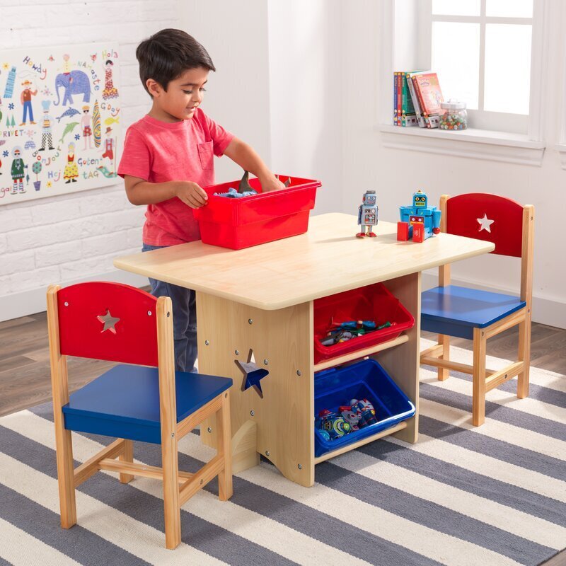 Kids 7 Piece Rectangular Arts and Crafts Table and Chair Set