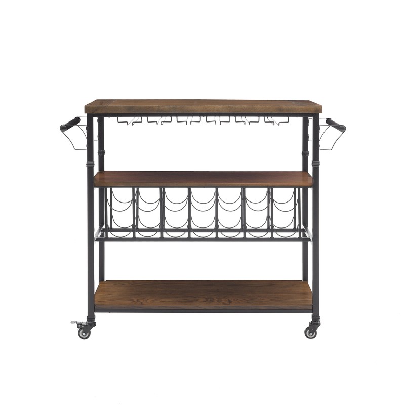 Kilmersdon 43.2'' Wide Rolling Kitchen Island with Solid Wood Top