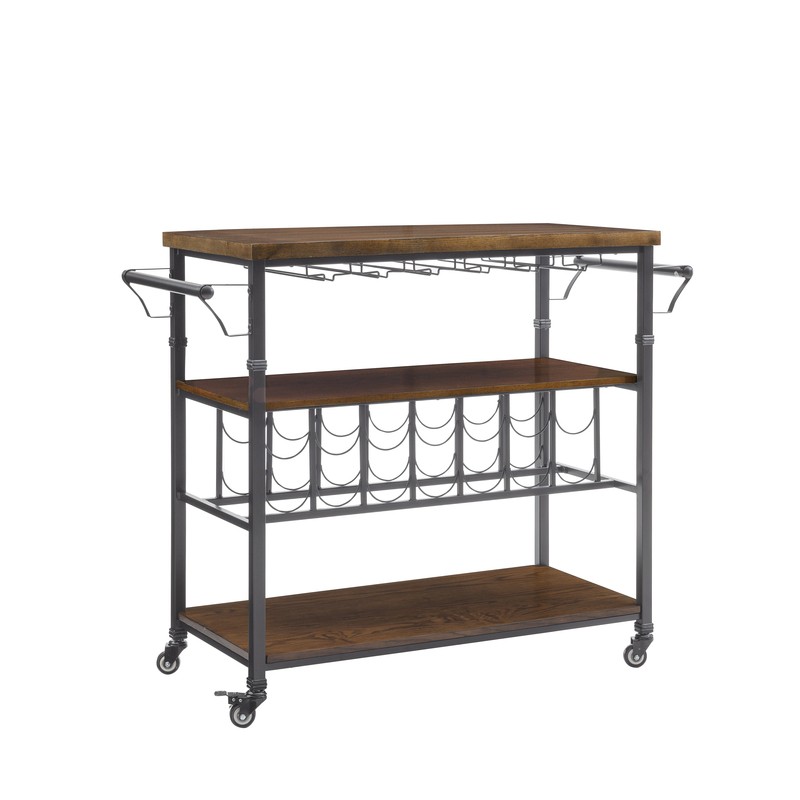 Kilmersdon 43.2'' Wide Rolling Kitchen Island with Solid Wood Top