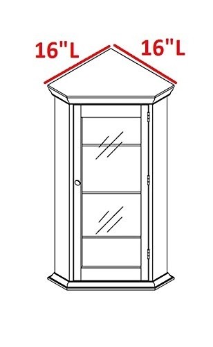 Kings Brand Furniture - Corner Curio Storage Cabinet with Glass Door, Black Finish