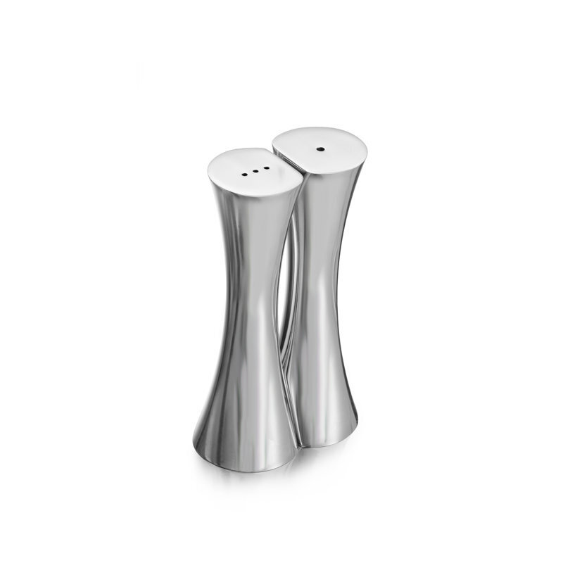 Kissing Set of Slender Silver Shakers