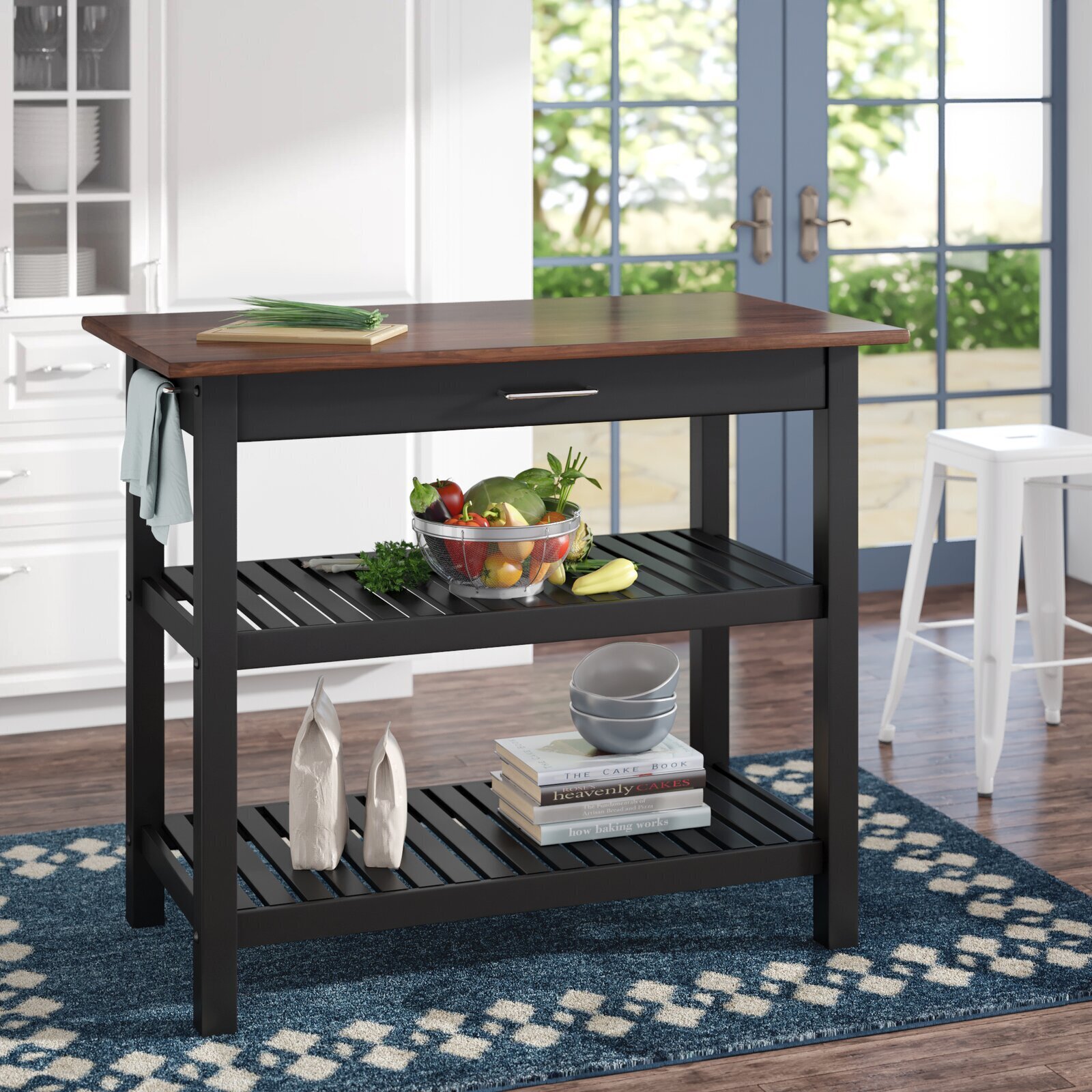 Kitchen cutting table with storage