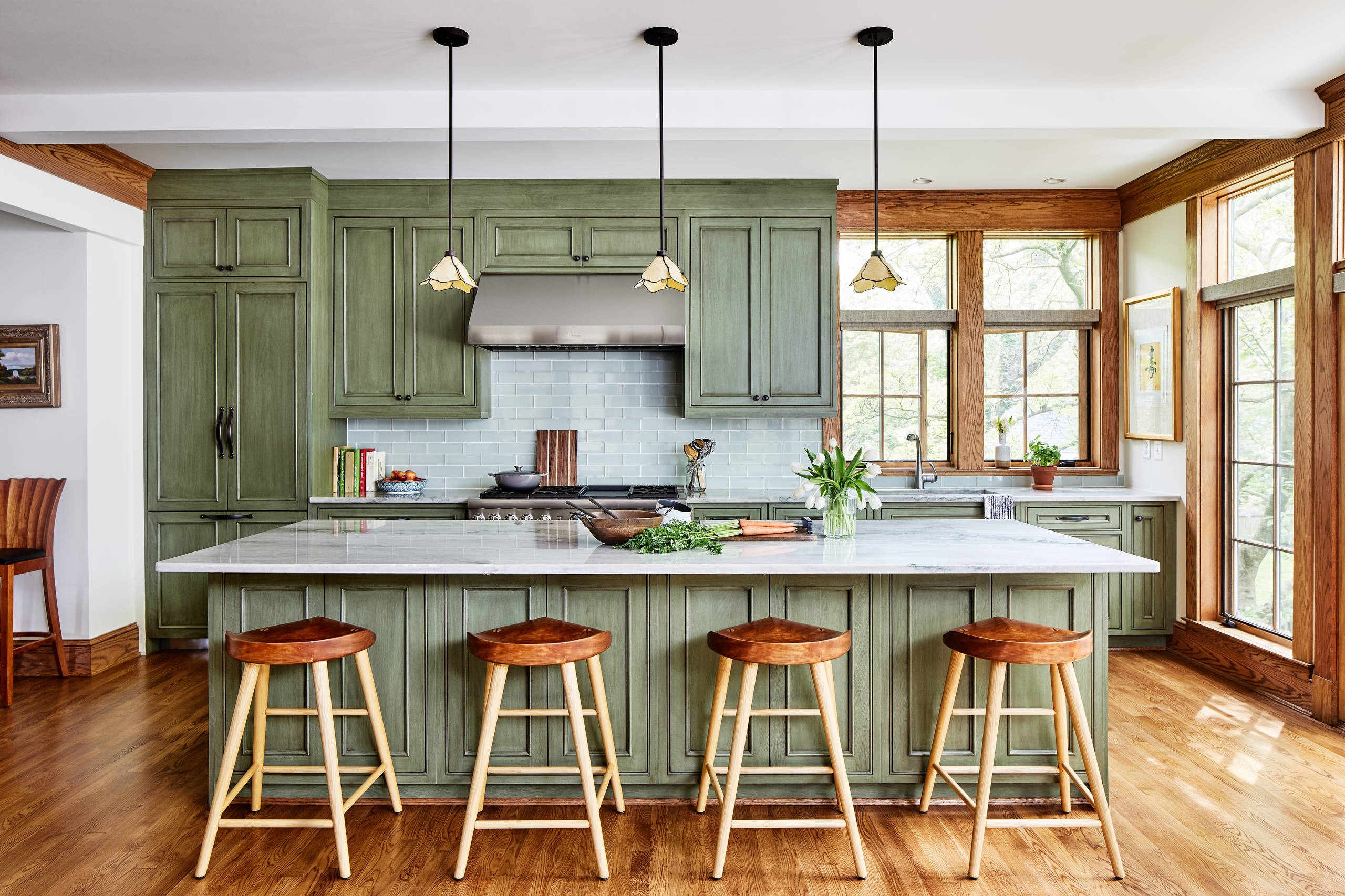 Kitchen With Aged Repurposed Wood Cabinets 