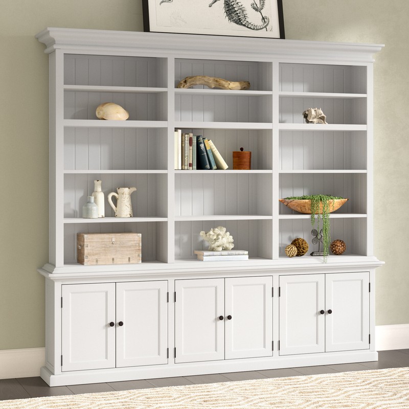Lachlan 86.61'' H x 94.5'' W Solid Wood Library Bookcase
