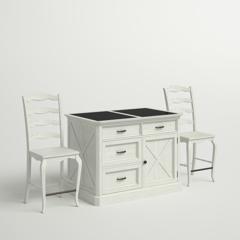 Lana 47'' Wide Kitchen Island Set with Granite Top