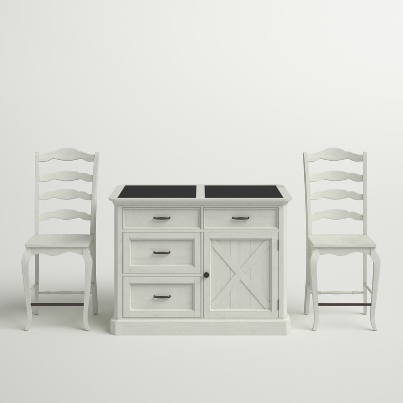 Lana 47'' Wide Kitchen Island Set with Granite Top
