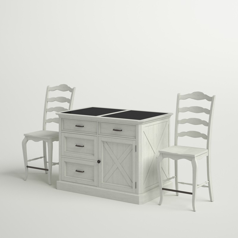 Lana 47'' Wide Kitchen Island Set with Granite Top