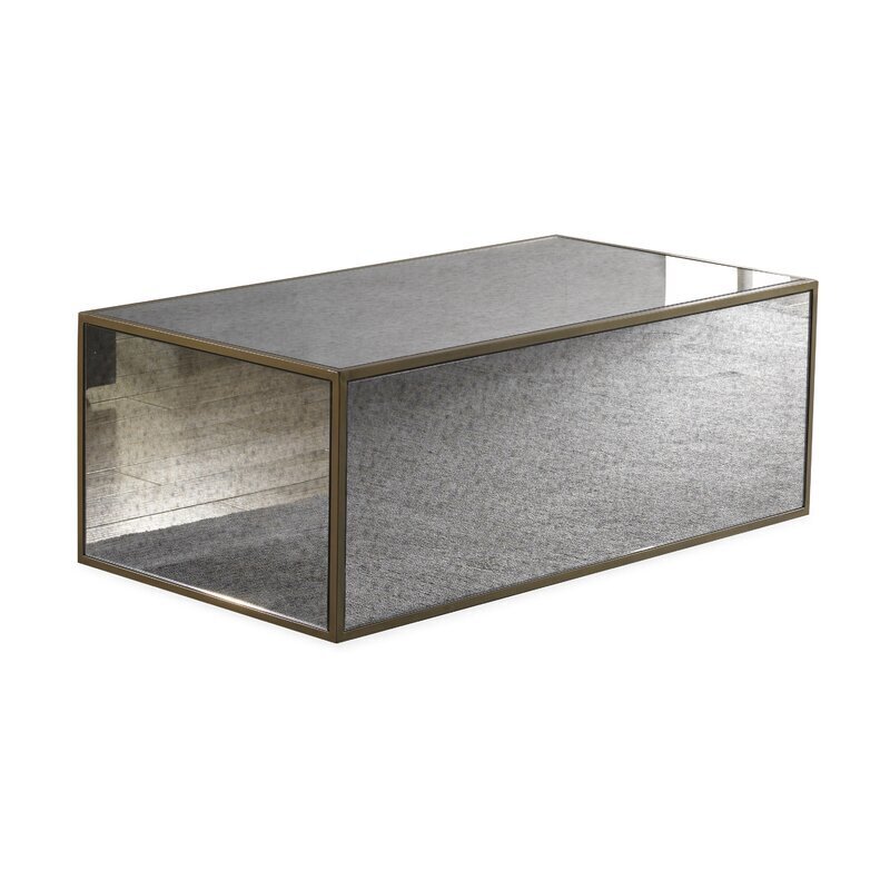 Large Antiqued Mirrored Coffee Table
