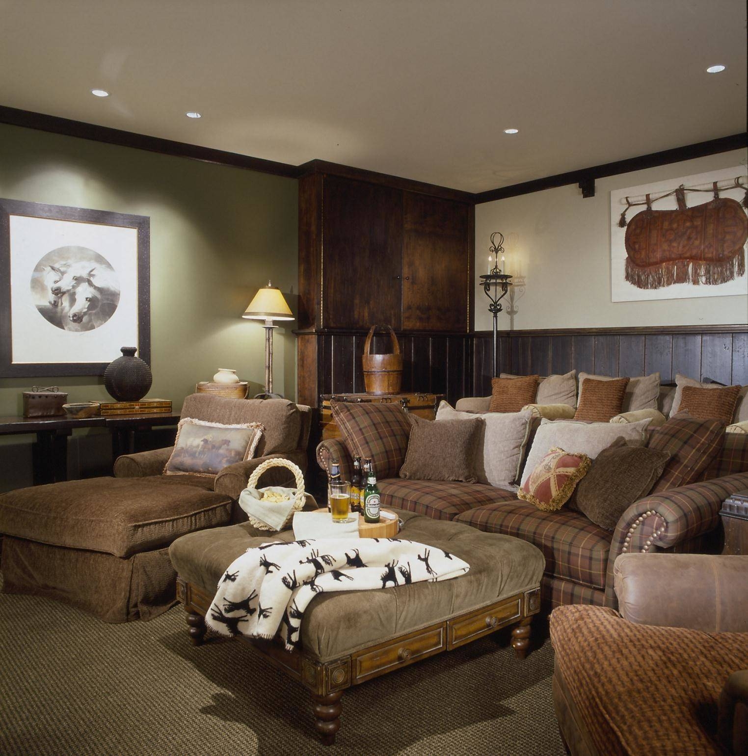 Large Den With Olive Green Accents
