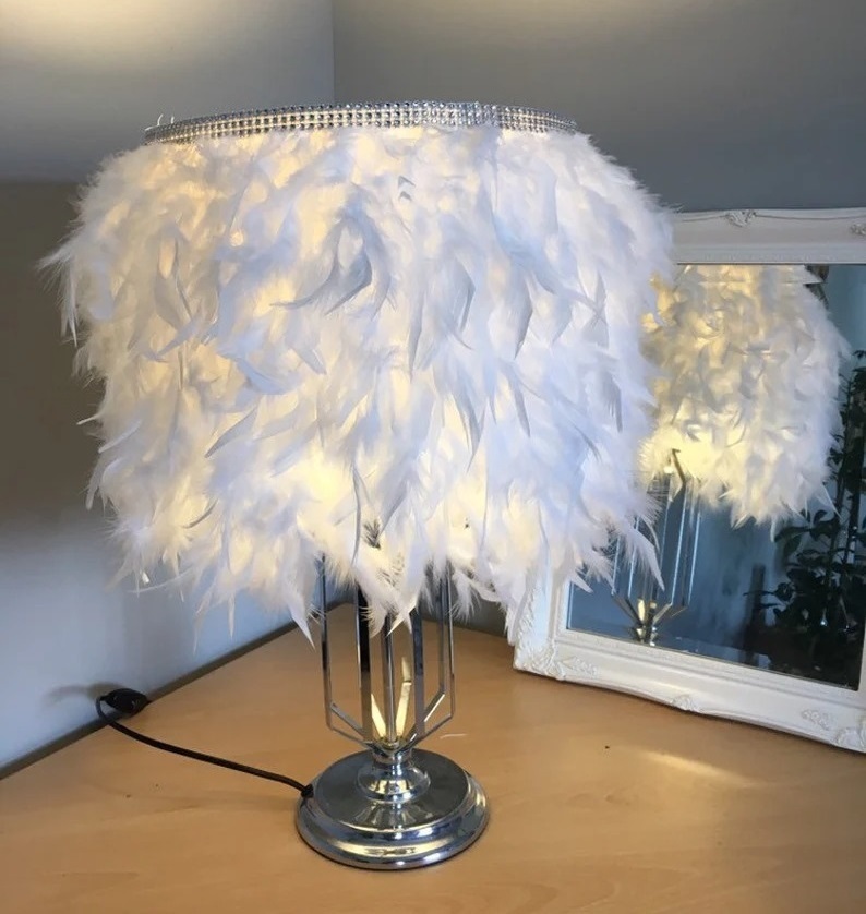 Large feather lamp shade