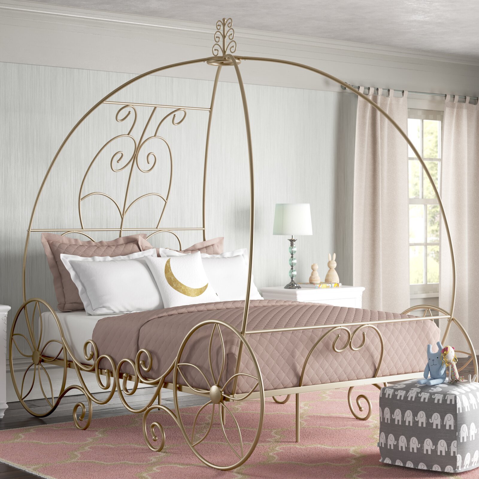 Large Gold Traditional Canopy Bed
