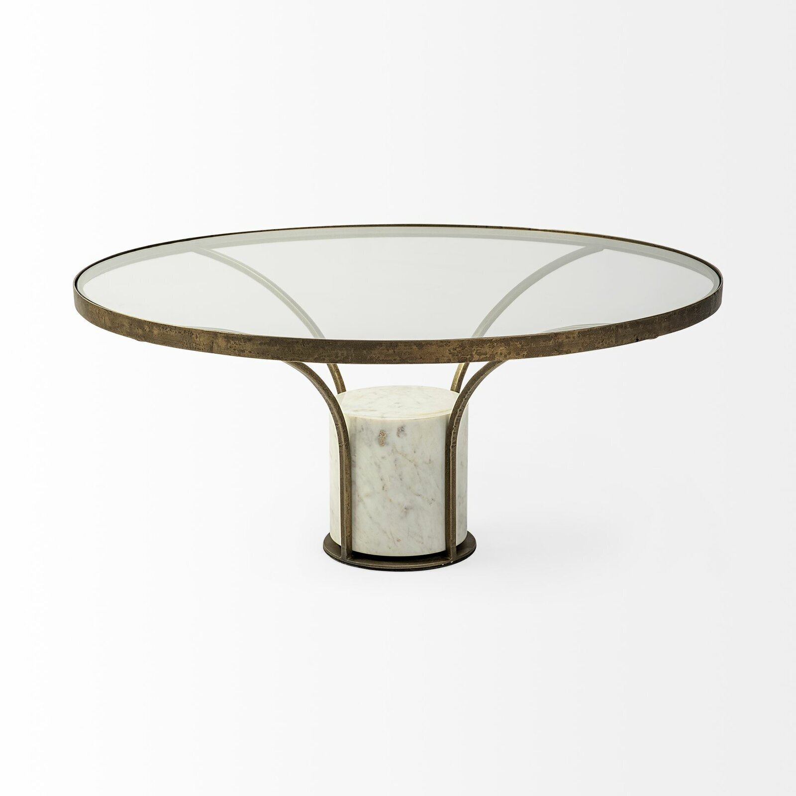 Large Pedestal Coffee Table With Marble Base