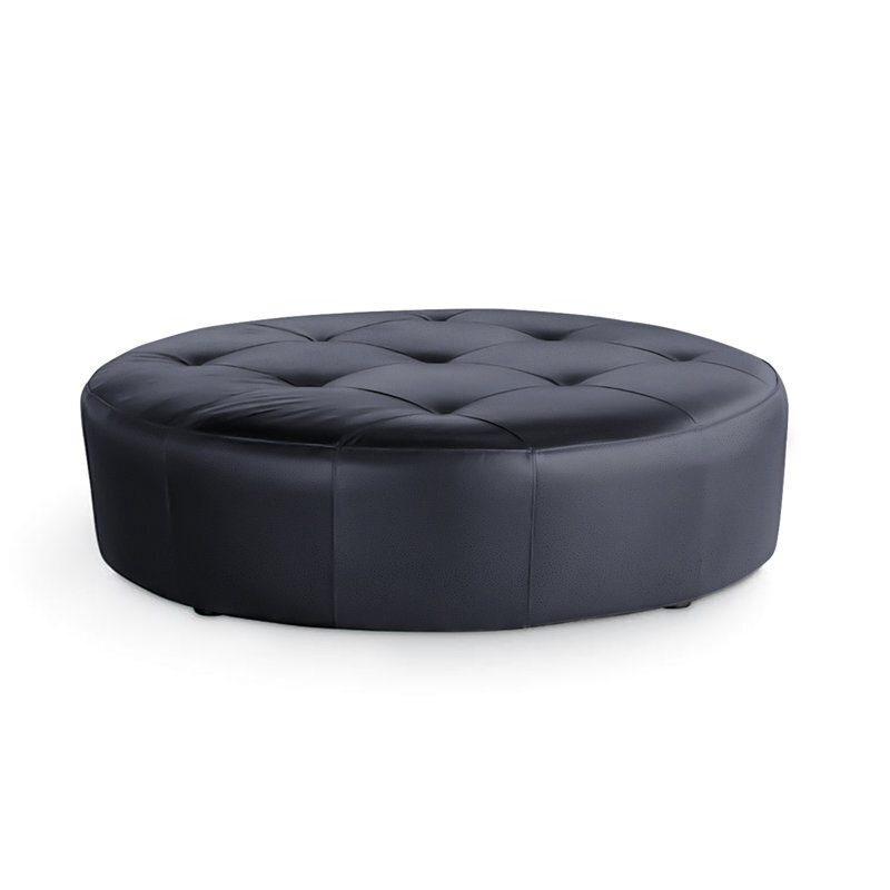 Large Round Leather Ottoman Coffee Table