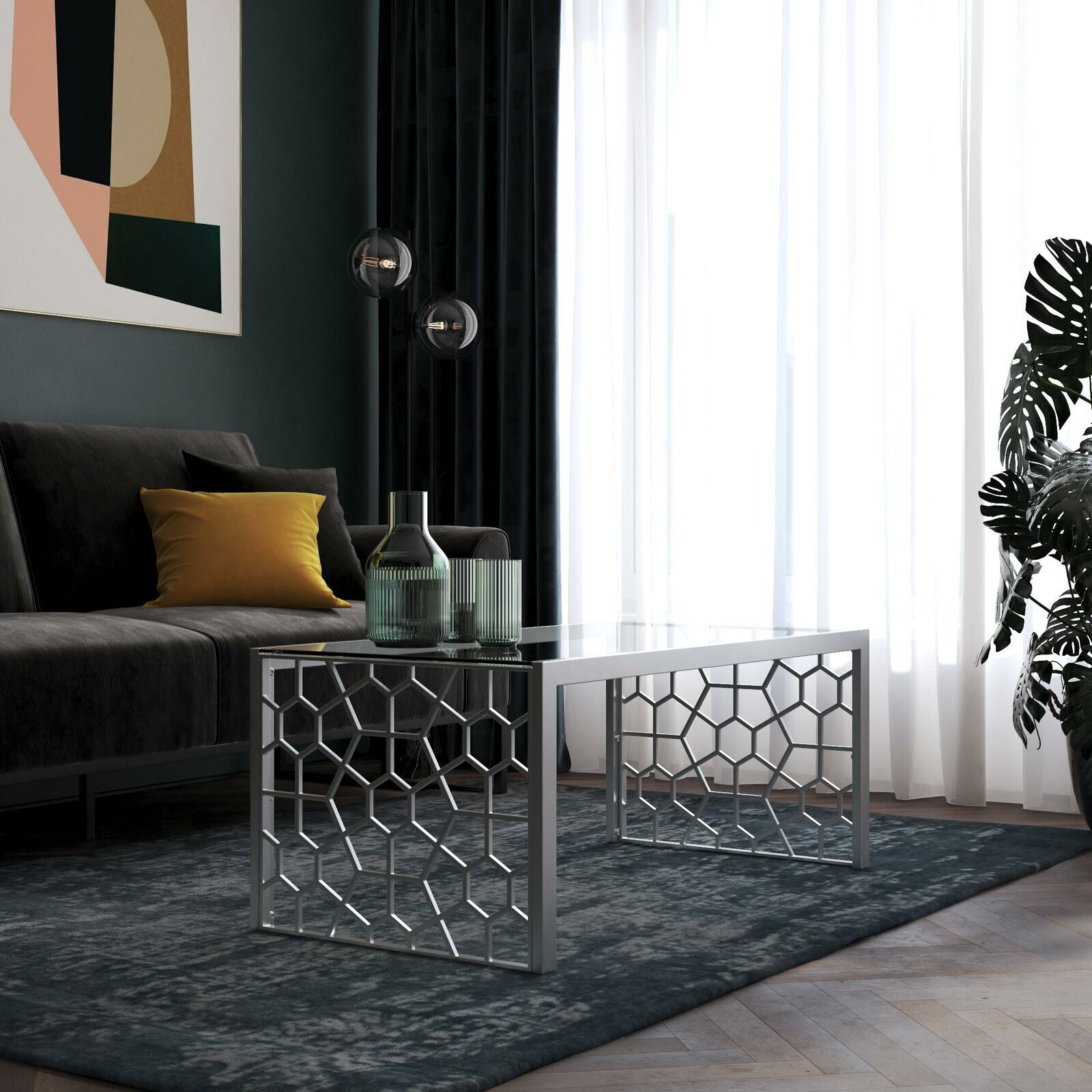 Large silver coffee table