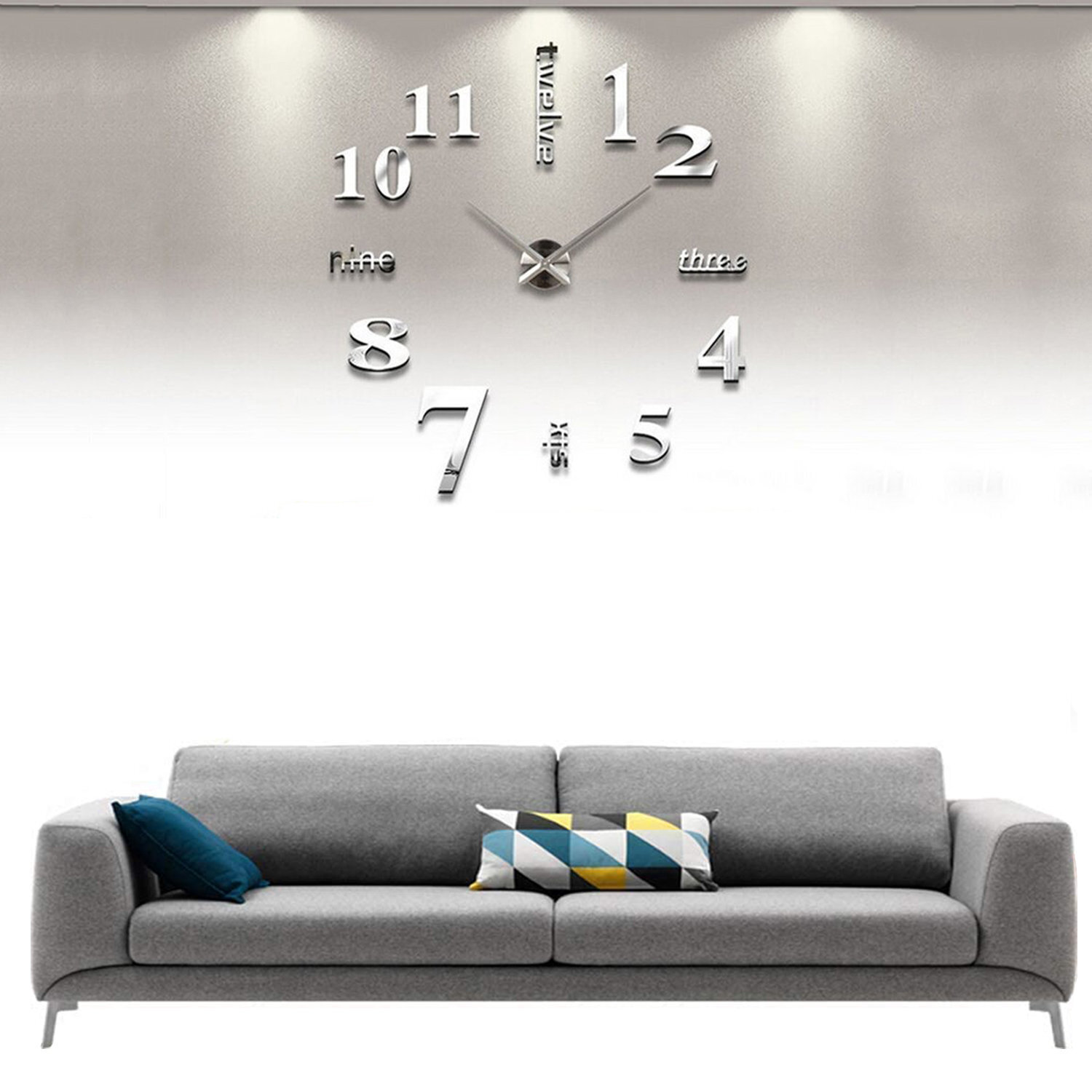 Large Silver Wall Clock