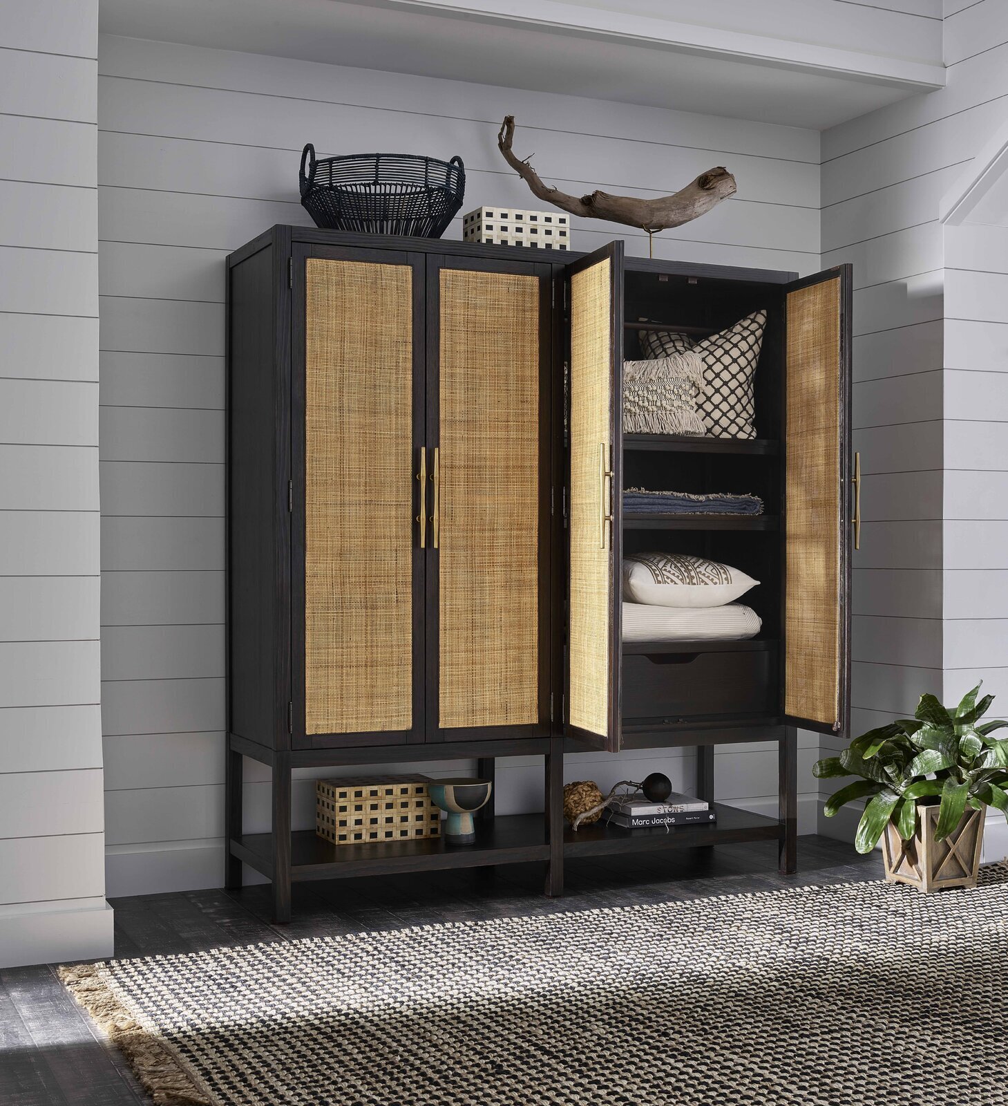 Large storage armoire with shelves