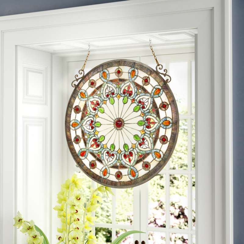 Jewel-Themed Stained Window Panel