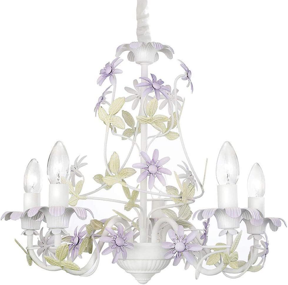 Lavender Floral Children’s Tole Light Fixture
