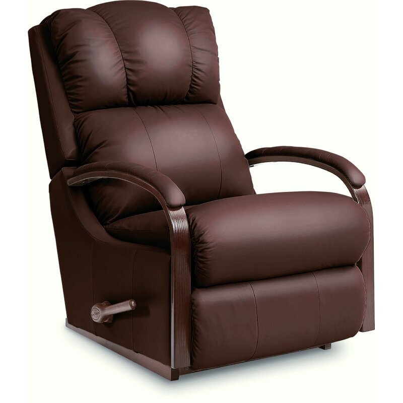 Lazy boy recliner with wooden arms