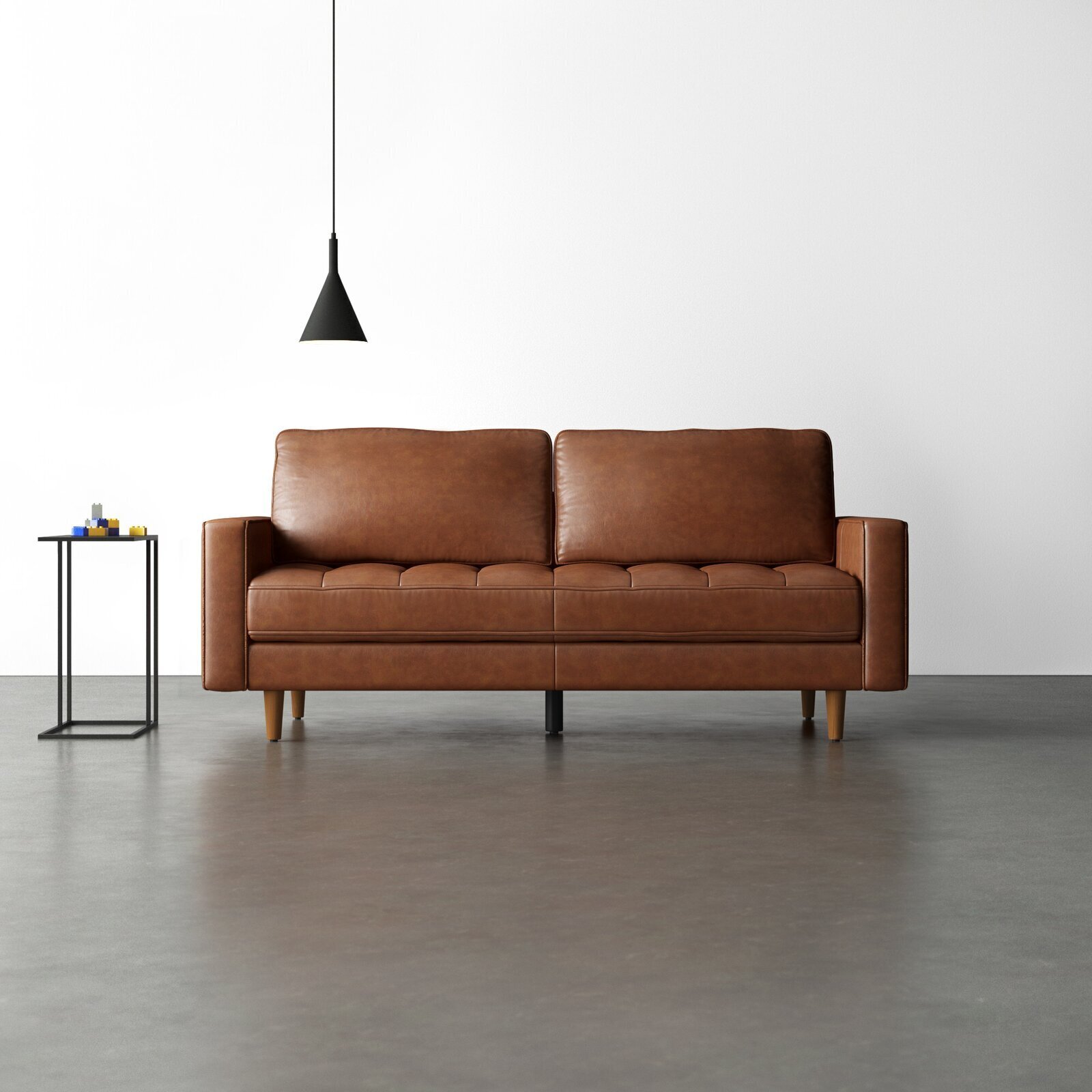 Leather couch with one cushion