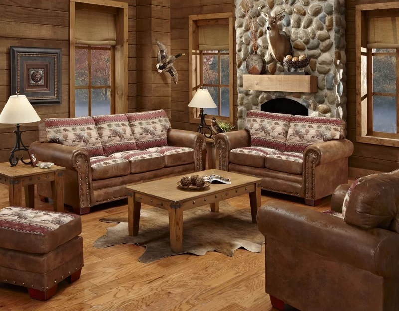 Leather Look Country Living Room Furniture