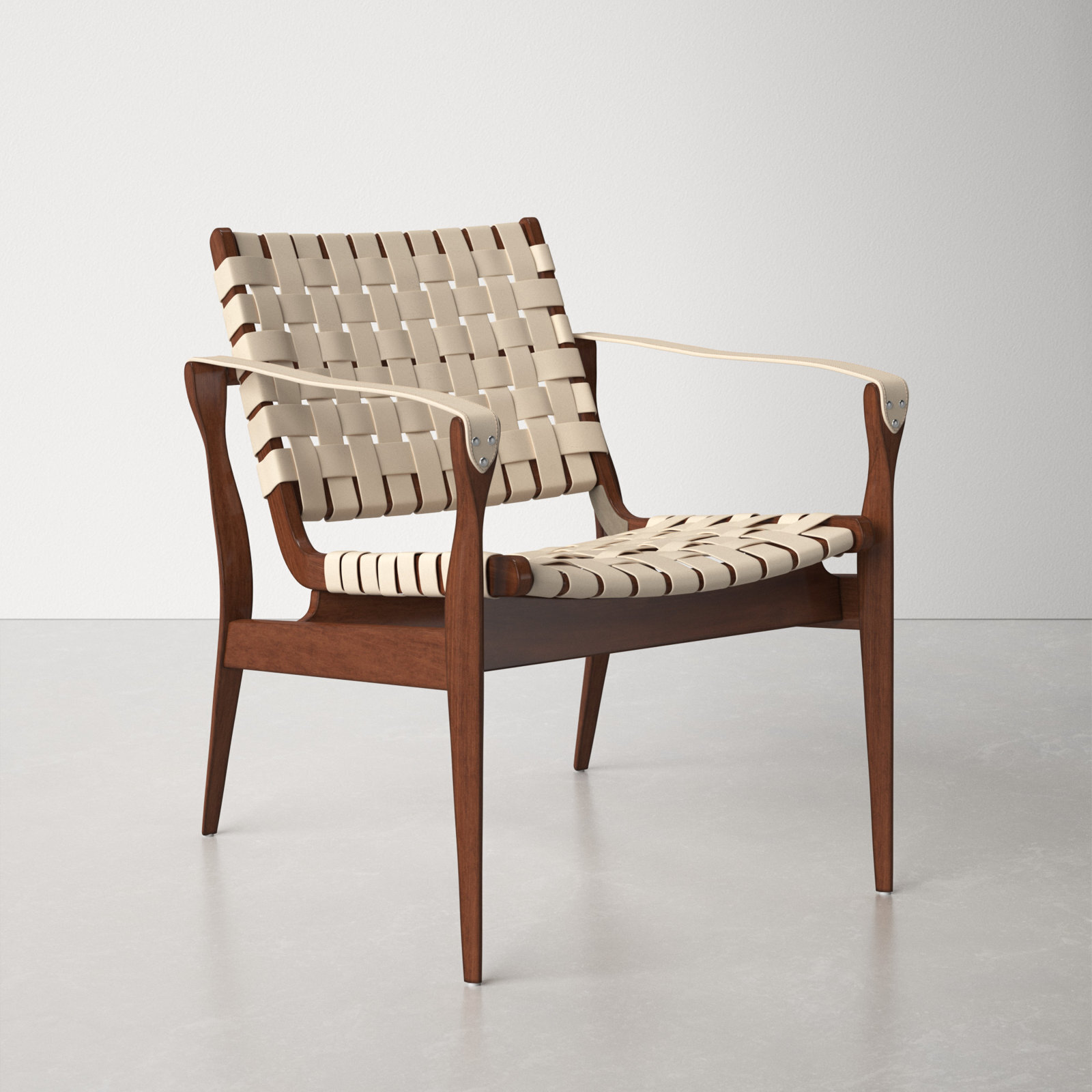 Leather Modern Chair With Open Weave