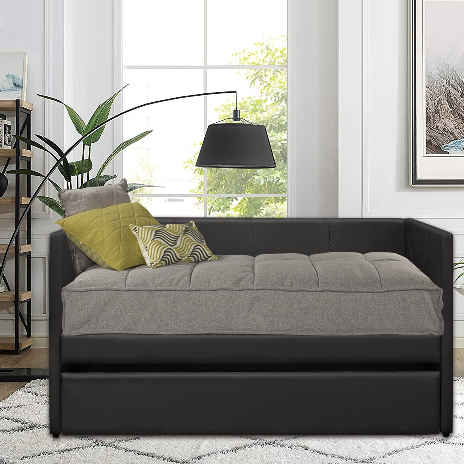 Leather Twin Daybed with Trundle