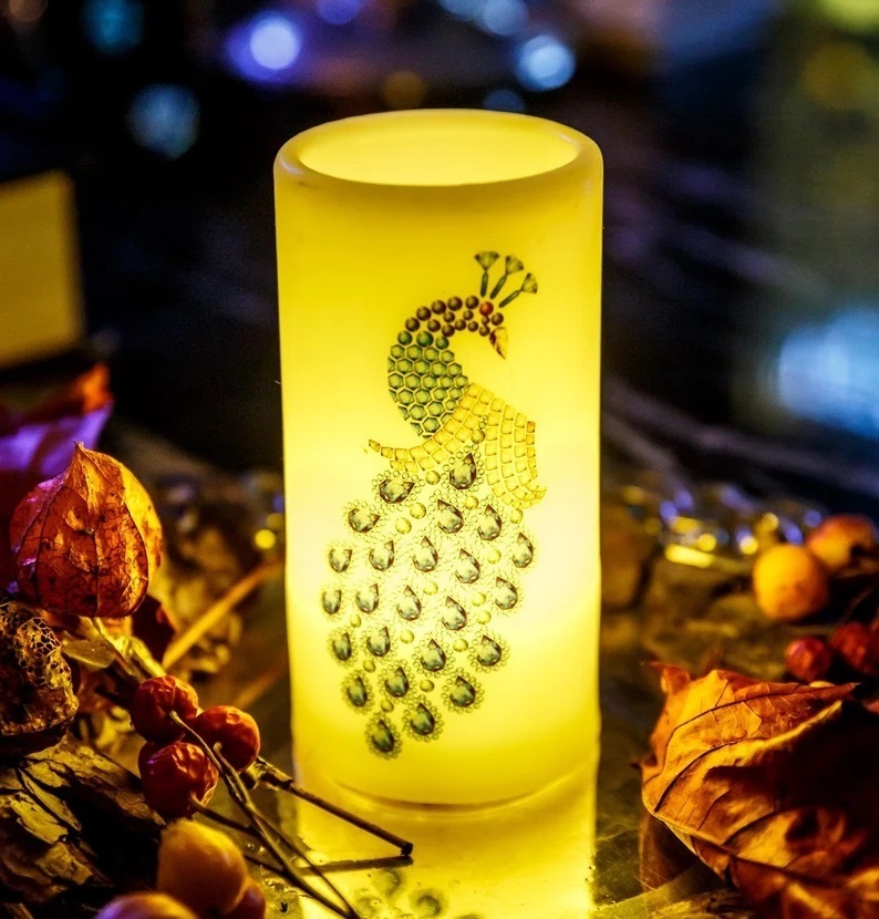 LED Candle Peacock Lamp